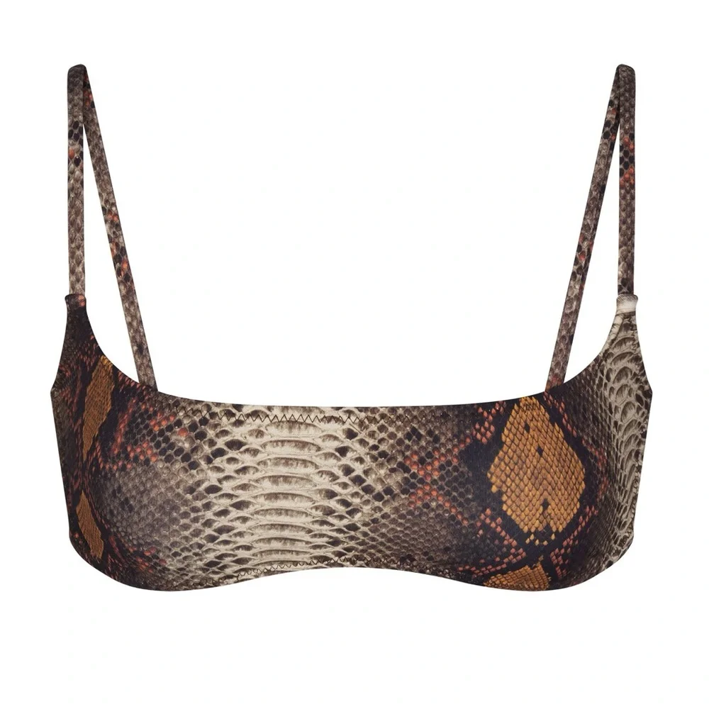SKIMS SIGNATURE SWIM MICRO SCOOP BIKINI TOP | Color: DESERT SNAKE PRINT |NEW/NWT
